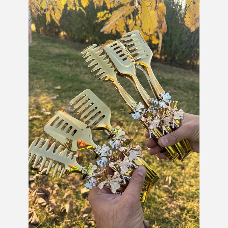 انبر سالاد طرح پروانه طلایی و سیلور